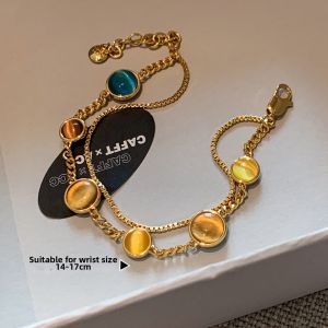 CAFFTI | Colorful Dopamine Double-layer Luxe Cats Eye Stone Bracelet