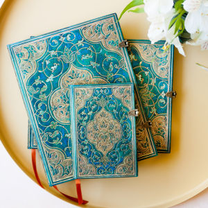 Luxurious Vintage Paperblanks Notebook Turquoise Rose Chronicles Green Laid Paper Thread Bound Business Gift Writing Notebook