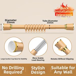 Stainless Steel No-Drill Extendable Ceiling Mounted Clothes Hanging Rod