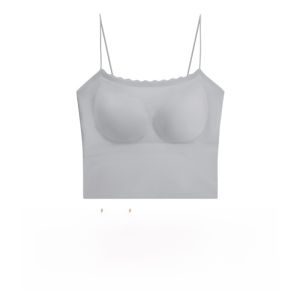 MiiOW | MiiOW Ice Silk Camisole Womens Underwear Tank Top With Chest Pad Summer Short Style Pure Color Inner Wear Matching Vest