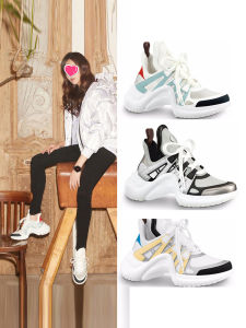 New Womens Sports Shoes Summer Korean Ulzzang Harajuku High Heel Dad Shoes Genuine Leather Ugly Shoes Casual Fashion