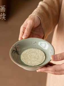 ชามรองชาเคลือบลวดลายดอกไม้โมกกะหล่ำ ชามรองชาดินสอเซรามิกแบบใหม่ปี 2024 สำหรับใช้ในบ้าน