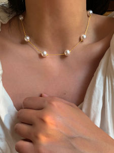 Pure Silver Pearl Necklace Womens Fashion Jewelry Starry Sky Pearl Choker Trendy Minimalist Luxury Sensation Accessory