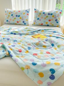 Lightweight Cotton Silk Summer Quilt Cartoon Artificial Cotton Washable Air Conditioned Bedding Ultrafine Fiber Filled Cool Sensation