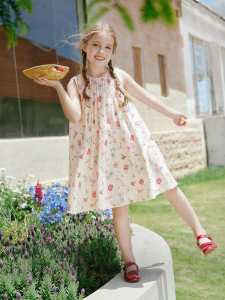 XIANGYING | Cotton Print Sleeveless Floral Dress