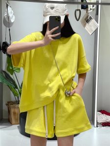 Casual Fashion Set Womens Summer Plus Size Loose Easiest for Match Short Sleeve T-Shirt High Waist Slim Looking Sports Shorts Two-piece Set