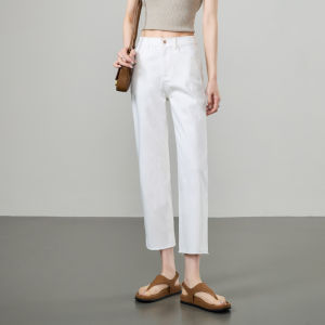 Quần Jeans Denim Ống Thẳng Ôm Vừa Vặn Mỏng Cho Nữ Quần Rộng Mùa Hè Mới Quần Jeans Denim Co Giãn Cotton Lót Sợi Polyester