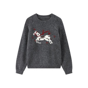 JNXS | Ghostly Clever Loose Slub Hooded Dog Sweater Red