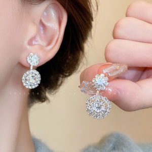 Zircon Metal Earrings Women’s Korean Fashion Elegant Dangle Earring Jewelry Accessories