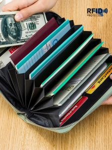 New Arrival Multi-Functional Leather Organ Card Holder Passport Holder Discount Package Fashion Account Book Bag RFID Storage Long Wallet
