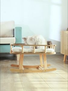Wooden Cat Rocking Bed with Mattress