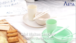 Asta Alat Makan Jerami Piring Makan Mangkok Gelas Minum Jerami Set 4 pcs