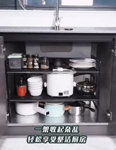 *SG Stock* 1/2 Tiers Metal Kitchen Under Sink Expandable Organizer Rack Retractable Countertop Organizer Rack Desktop Organizer Rack Kitchen Shelf Kitchen Rack Bathroom Under Sink Storage Rack Lid/Pot/Pan Storage RackCabinet Organizer Shelf
