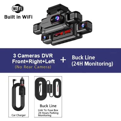 4 Channel Car DVR UHD 1080P 4-Lens Cabin Vehicle Dash Cam 360° All Sides Car Camera Wifi Video Driving Registrator Black Box