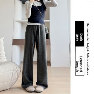 MiiOW | Cat Lady Oats Color Glutinous Pants Womens Casual High Waist Elastic Straight Leg Knitted Trousers Spring Summer New Arrival