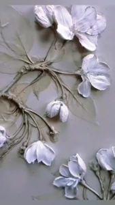 170g White 3D Floral Modeling Paste Heavy Texture Sculpting Relief Medium Palette Knife Painting Mixed Media Wall Art Crafts DIY