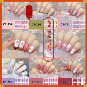 Cs Series New Year Red Style Nail Stickers Flower Cartoon Waterproof non-toxic Nail Stickers