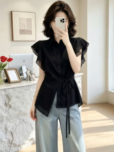 Shalldoer | French Ruffled Sleeveless Shirt Tie-Waist
