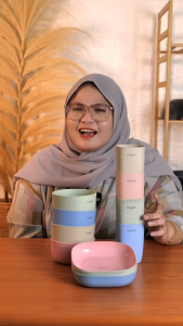 freemir piring jerami piring set 4-5 pcs piring wheat straw gelombang warna warni peralatan makan perlengkapan masak dapur bahan food grade berkualitas bebas pfoa/bpa