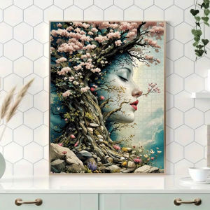 1000pcs Adult Jigsaw Puzzle - Serene Cherry Blossoms & Face Tree Design Vibrant Colors Nature-Inspired Artwork Brain Challe