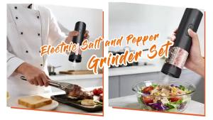 Electric Automatic 2-in-1 Pepper Salt Grinder Dual Chamber with Separate Grinding Heads USB Adjustable Mill for Kitchen Cooking
