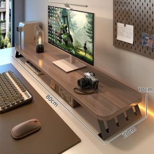 80cm Wooden Computer Monitor Stand Desktop Storage Rack Base Desktop Bracket Laptop Stand