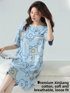 MiiOW | Catwoman Summer Plaid Loose Sleeveless Dress Student Casual Home Clothes Young People Polyester Cotton Blend Round Neck Single Button