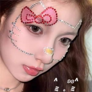 เครื่องประดับเพชรเทียมตกแต่งหน้าแบบ DIY ของ Kt Cat Christmas Diamond Makeup สำหรับงานวันหยุดพิเศษและงานปาร์ตี้