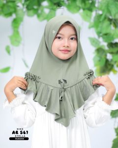 ARRAFI Hijab Instan AR 561 Kids Anak Perempuan Stella Premium Polos Rempel Tali Pet Antem √ Armyna Hijab ||