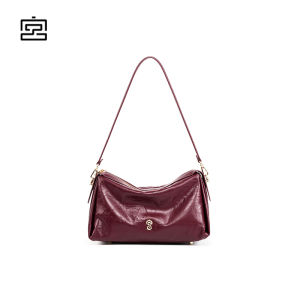Large Capacity Pillow Shaped Crossbody Bag Female Commuter Design Leather Single Shoulder Bag Foldable Daily Use Handbag