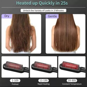 EZ Home® Hair Straightener Comb Sikat Pelurus Rambut Hair Styling Tools Iron Rambut Lurus Hurtless Hair Straightener