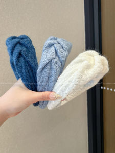 คลิฟฟ์ Blue Knit Hairband ทรงสูง มีรอยยับ ขอบกว้าง แฟชั่น ไฮเอนด์ ใหม่ 2025 Pink Empress วัสดุอื่นๆ ไม่ติดเพชร