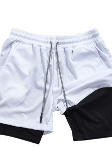 Slimming Sports Shorts Double Layer Waist Cord Straight Leg Casual Summer Shorts for Men in plus Size American Casual Style