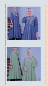 E&M Dress wanita muslim kekinian import desayu dress wanita aplikasi bordir bahan crinkle gamis wanita muslim lebaran 2024 terbaru mewah dress wanita model mayung
