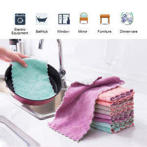 [✅SG Ready Stock] Pack of 10 Kitchen Hand Towel Dish Cleaning Coral Fleece Microfiber Cloth Wipes Super Water Absorption
