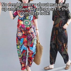 Casual Sets Terno for Women Comfortable and Cool Summer Mom Clothing Loose Short Sleeved Pants