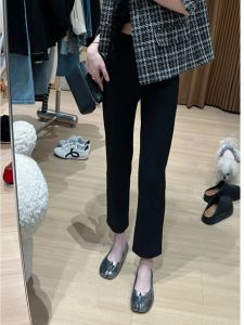 High Waist Slim Fit Black Straight Leg Pants Womens Casual Trousers Elastic Comfortable plus Size Cover Hip Hide Flaws