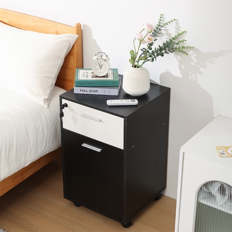 【Aotiled】🔥 ตู้เอกสารล้อเลื่อน สไตล์นอร์ดิก ตู้เก็บของใต้โต๊ะ ตู้ไม้มีล็อค สำหรับออฟฟิศ-ห้องนั่งเล่น