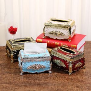 Gaya Tissue Box European Style Premium Kotak Tisu Mewah Kotak Tisi Berpotongan Emas Kotak Tisu Kastil Kastil Antik Dekorasi Rumah Tangga