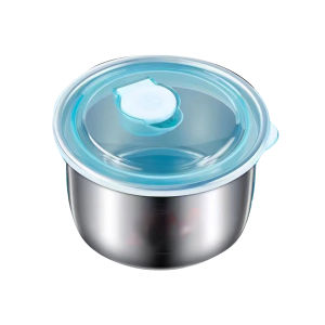 Thickened Stainless Steel Cover Preservation Bowl Picnic Box Fruit Storage Container round Shape Food Grade Material Eco-Friendly