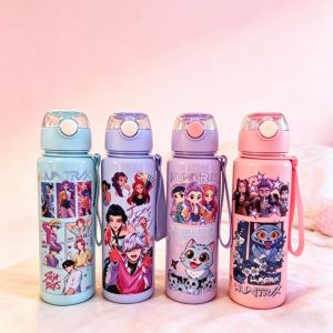 Hasbro | Anime Girl Pattern Water Bottle 3D Printed Design High-end Look Lightweight Leakproof with Portable Lanyard Large Capacity