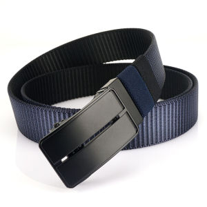Rotate Automatic Buckle Nylon Belt Two-Color Thickened Woven Pant Belt Business All-Match Non-Porous Toothless Canvas Belt Men