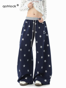 QOTRIOCK | American Design Navy Star All-Over Print Loose Casual Drawstring Sweatpants
