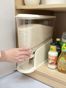 12KG Rice Dispenser 12CM Width Fully Transparent Moisture-Proof Sealed Grain Rice Storage