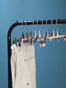 Combo 10 50 cái móc áo gia inox kẹp quần áo chống trượt có thể thay đổi độ rộng kẹp.