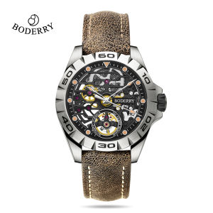 Boderry Skeleton Titanium Watches Automatic Mechanical Wristwatches Urban Mens Waterproof Luxury Watch for Men Sapphire Clock