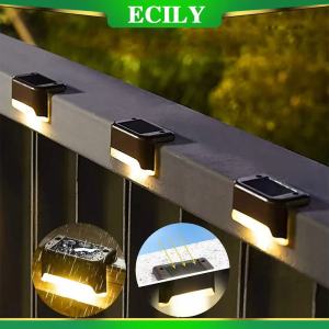 ECILY 2/4/8pcs Solar LED Lights Outdoor Garden Light Deck Lamp Solar Stairs Light Waterproof Solar Step Lamp Patio Garden Decor