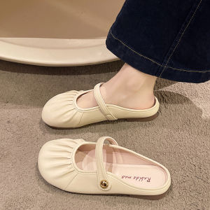 Womens Flat Bottom Slip-On Sandals French Birkenstyle Outdoor Wear Lazy Peoples Shoes Summer New Style Half Slipper