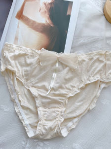 Large Size Pure Cotton Womens Underwear Breathable Comfortable mid Waist Antibacterial Crotch Sweet Butterfly Knot Panties