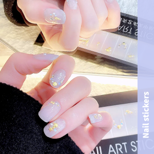 3D Nail Art Stickers Adhesive Soft Gel Wearable Nail Tips with Diamond Decorations Nail Art Decals Easy to Apply No Baking Required